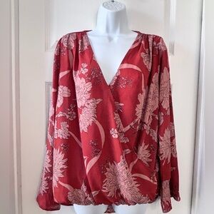 Floral Faux Wrap Floral Top